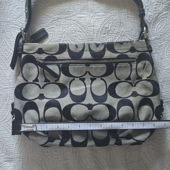 Coach Signature Canvas Shoulder Bag in Black and Gray - Picture 2 of 11